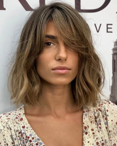 Long Bob (Lob) with Side-Swept Bangs