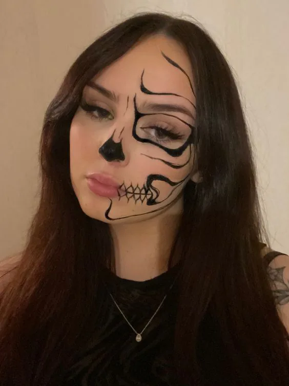 half skeleton makeup