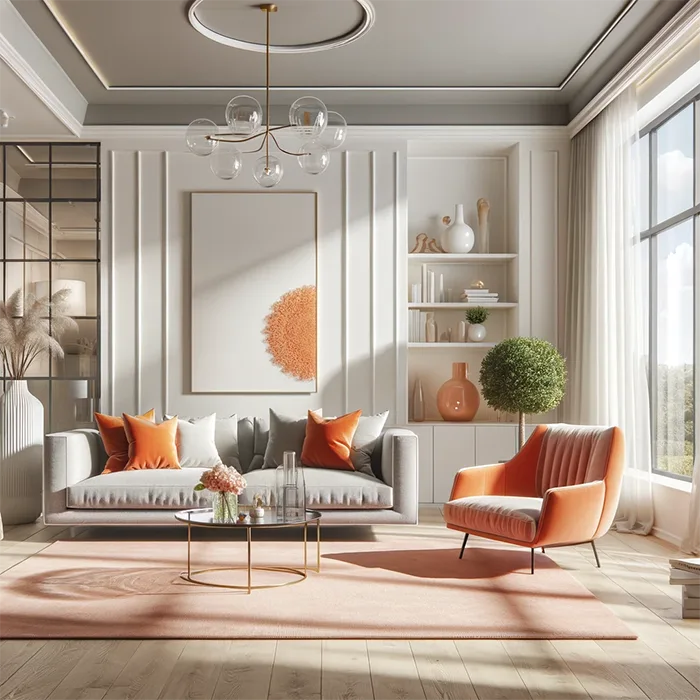 Interior Design with Apricot Crush color