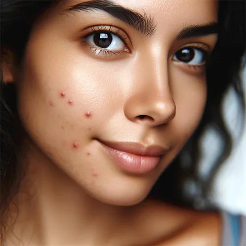 woman's face with acne