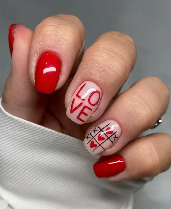 love nail for valentines day