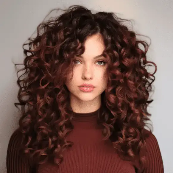 a woman with curly hair