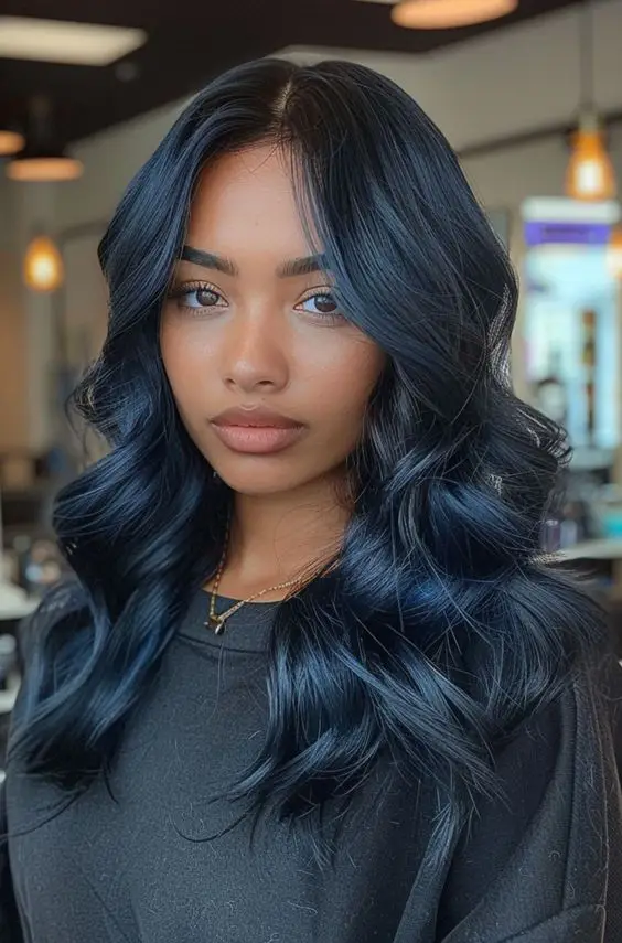 Black hair with Blue Undertones