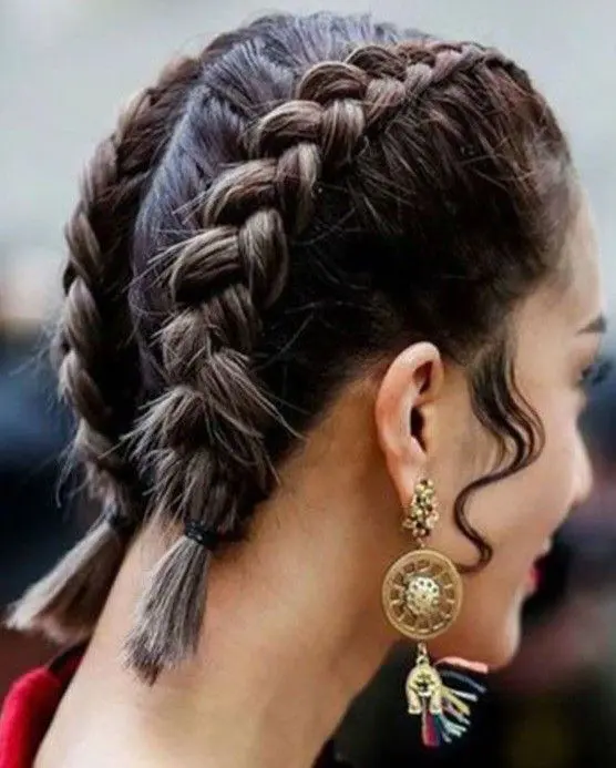 Twin French Braids for short hair