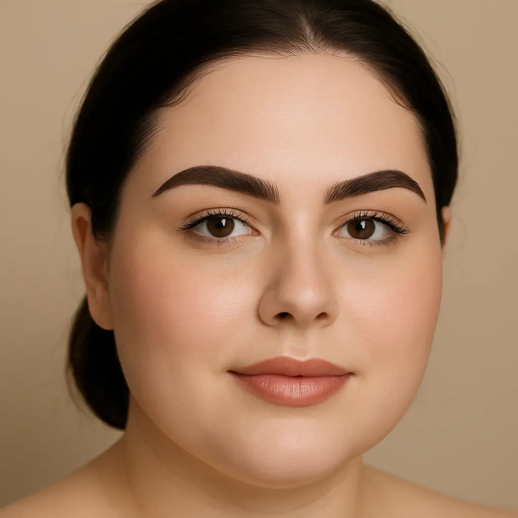 High-arched eyebrow shape for round face to add structure and length