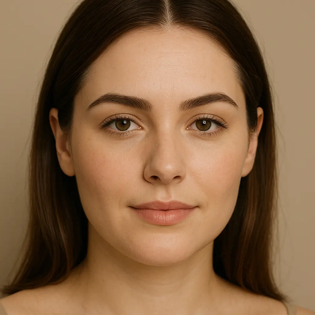 Soft angled eyebrows for oval face with natural harmony