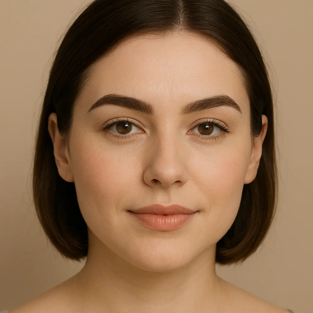 Flat, horizontal eyebrows to balance a long face shape