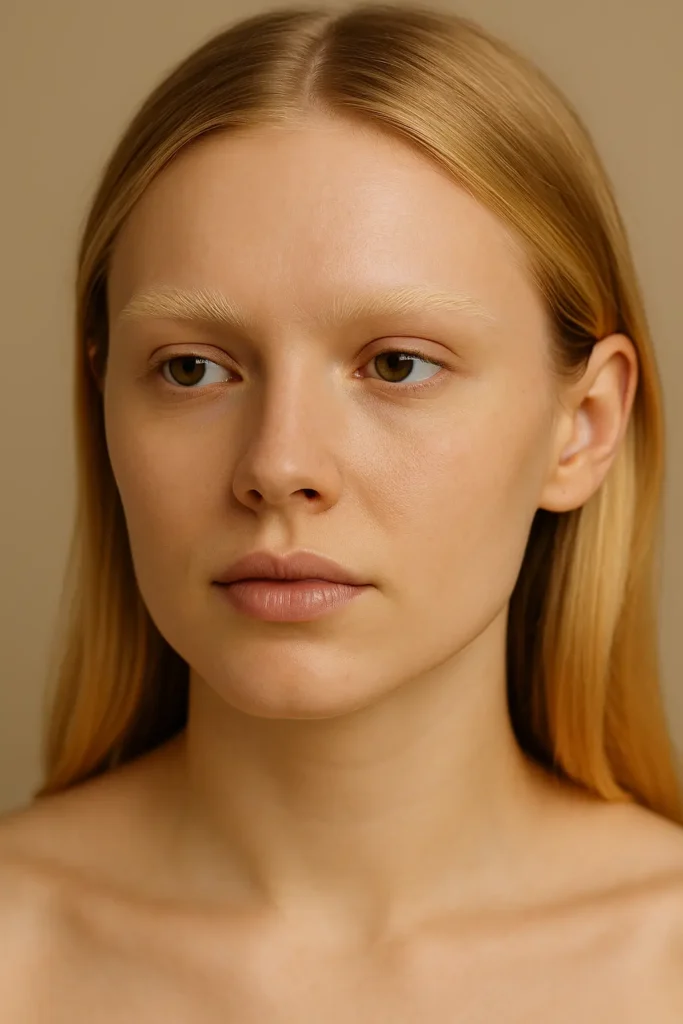 Bleached eyebrows 2025 high-fashion trend with very light brows
