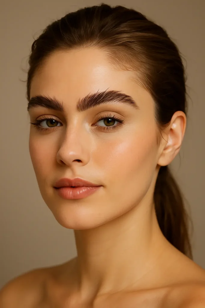 Browlick eyebrow trend 2025 showing natural cowlick swirls and texture
