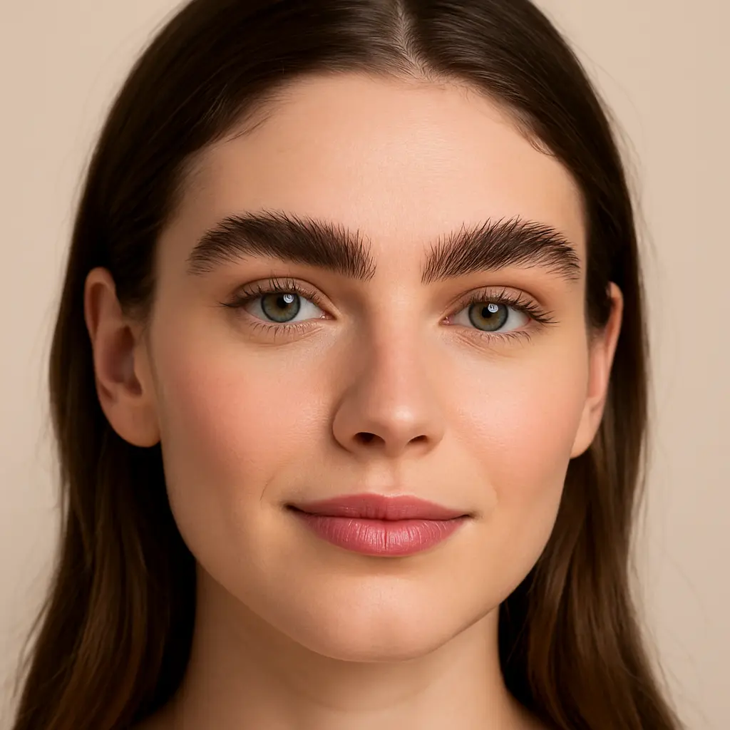 Fluffy natural eyebrows 2025 trend with brushed-up soft texture